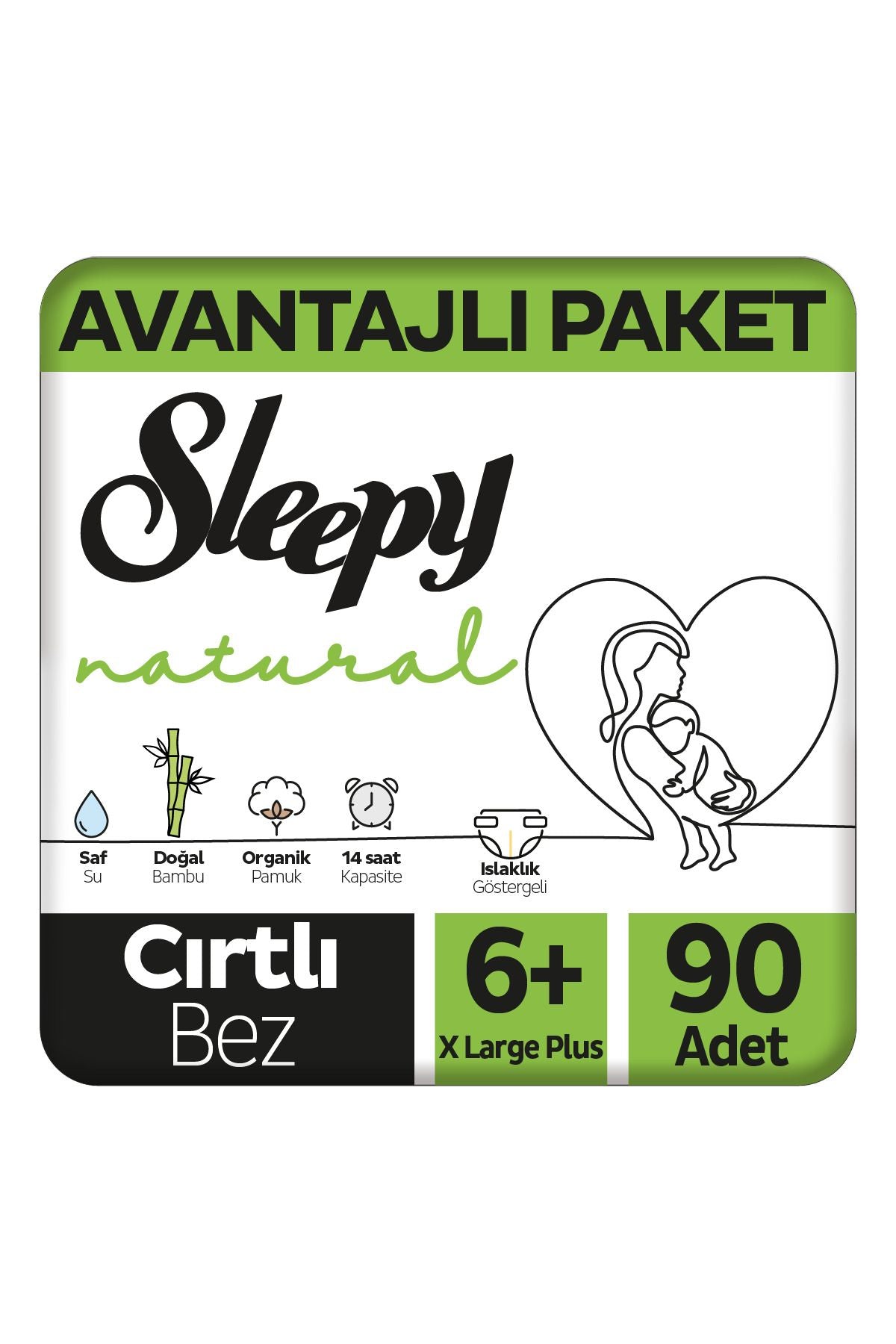 Sleepy Natural Avantajlı Paket Bebek Bezi + Numara Xlarge Plus Adet