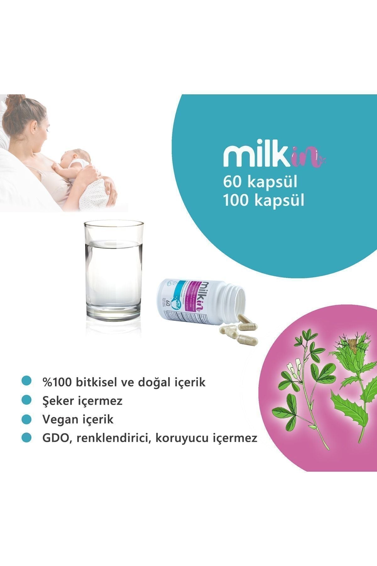 milkin Bitkisel Kapsül - Anne Sütü Arttırıcı Gıda Takviyesi