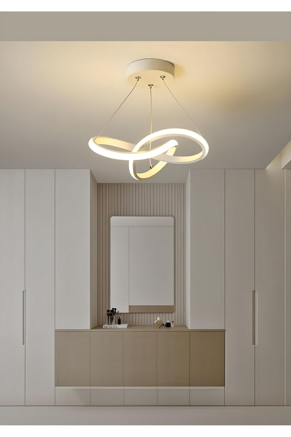 Dekorluna Modern Bolivia Tekli Beyaz Sarkıt Led Beyaz Power Ledli Salon Mutfak Oda Holedli Avize