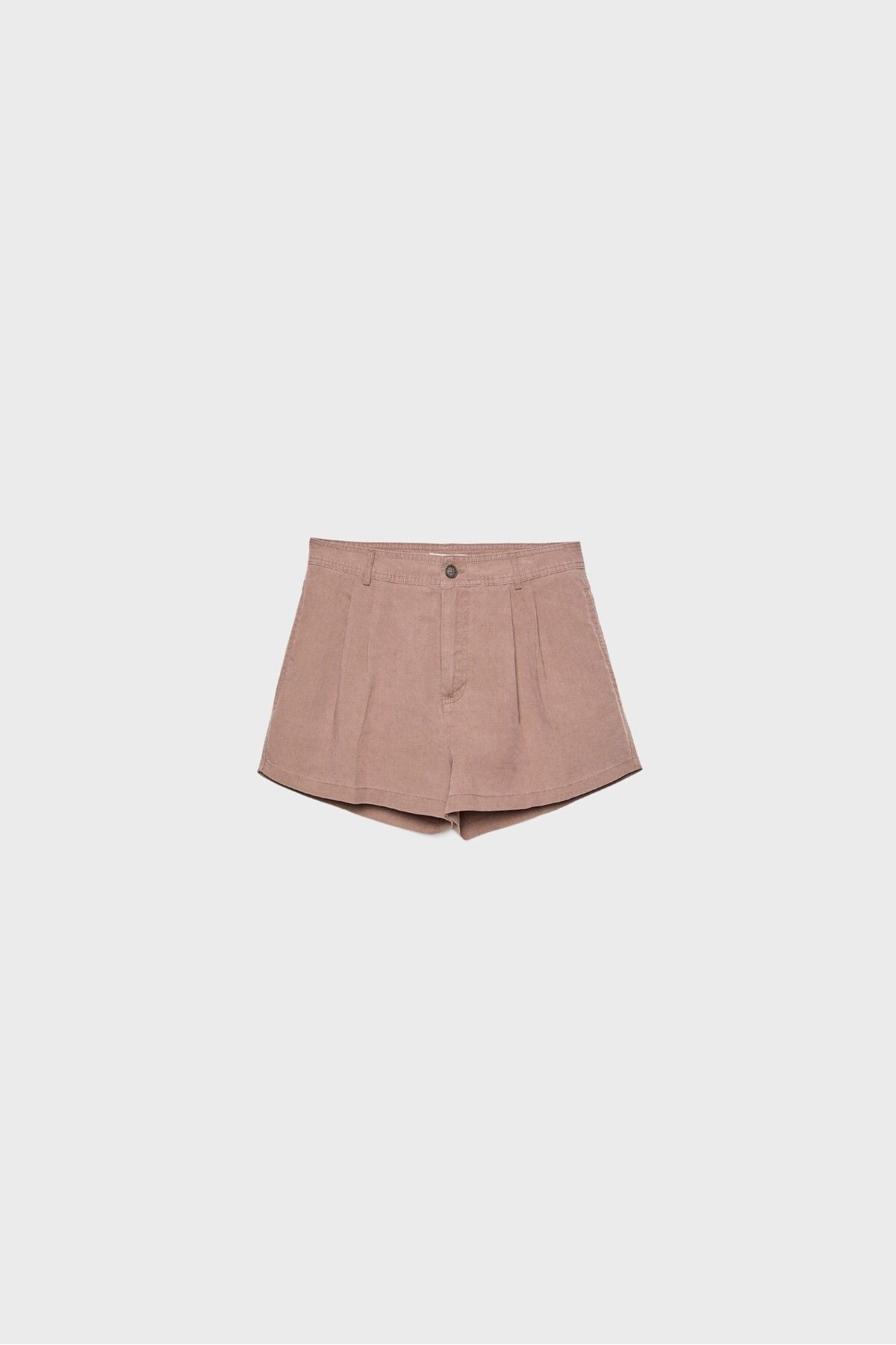 Stradivarius Ketenli dökümlü şort Standart Straight