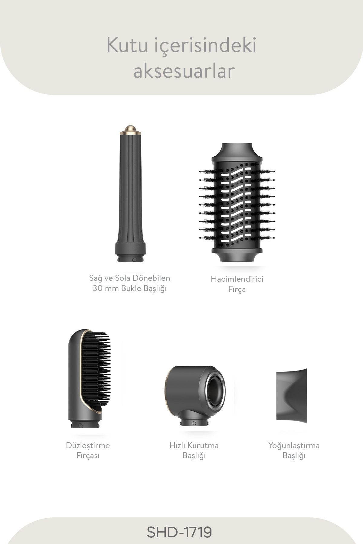 Sinbo Pro Airwrap Compact Uzun Multi-Styler Hava Üfleme inBldc Saç Şekillendirici -Graphite Gray - Görsel 8