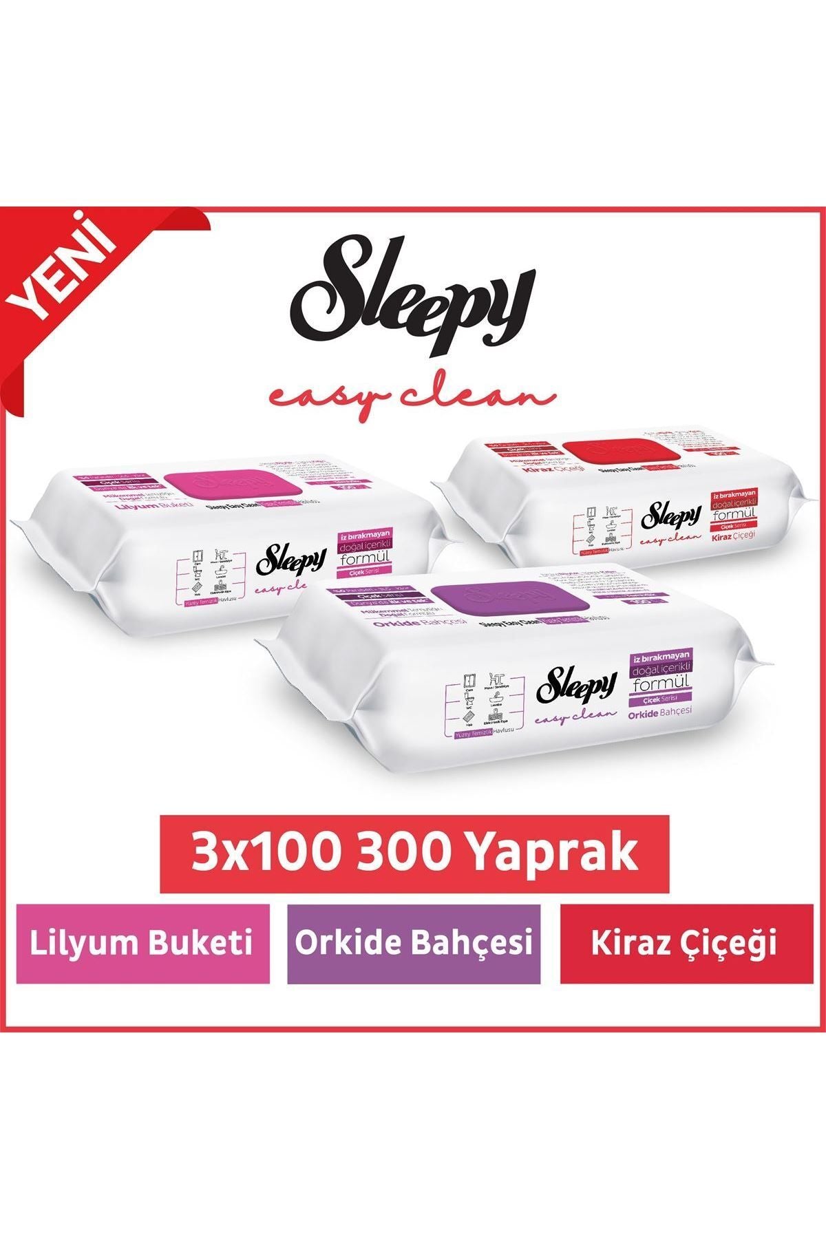 Sleepy Easy Clean Lilyum Orkide Kiraz Çiçeği Yüzey Temizlik Havlusu&mendili x(YAPRAK)