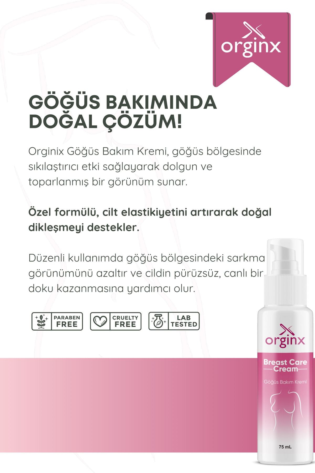 Orginx Göğüs Dikleştirici & Dolgunlaştırıcı Sıkılaştırıcı Göğüs Bakım Kremi Ml