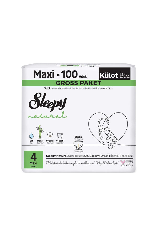 Sleepy Natural Gross Paket Külot Bez 4 Numara Maxi 100 Adet