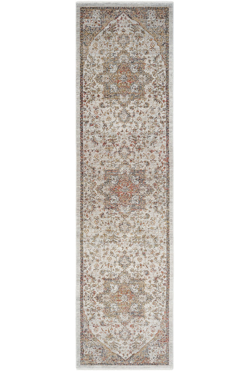 Cool Halı Hanedan Krem Klasik Desenli Çiçekli Yolluk Otantik Bohem Vintage Koridor Giriş Uzun Antre Hol Halısı - Bej