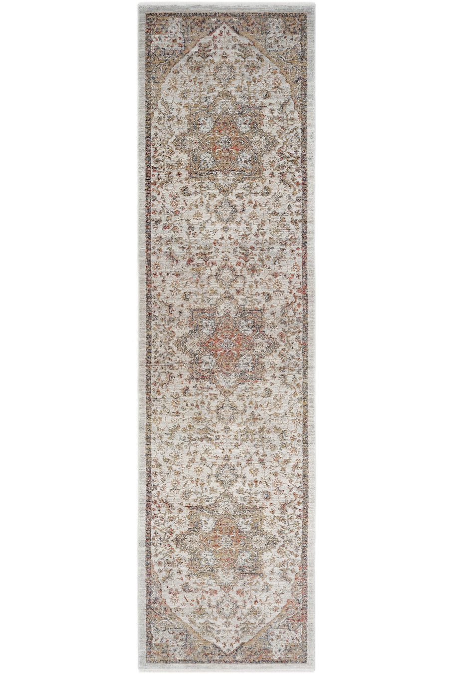 Cool Halı Hanedan Krem Klasik Desenli Çiçekli Yolluk Otantik Bohem Vintage Koridor Giriş Uzun Antre Hol Halısı - Bej