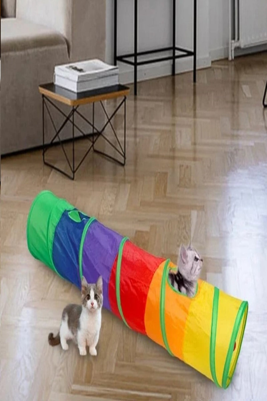 TİNEKE Düz Kedi Tüneli Katlanır Gökkuşağı Uzun Düz Kedi Köpek Oyun Tüneli Evcil Hayvan Oyun Tüneli 1 Adet