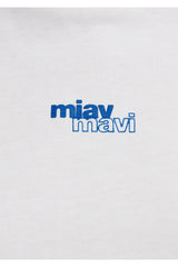 Mavi Miav Baskılı Ekru Tişört Crop / Kısa Kesim 1614091-70057