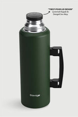 Stevig 4 Camp Klasik Vakumlu Kulplu Çelik Termos 1.5 LT. Green ST-206 - Dark