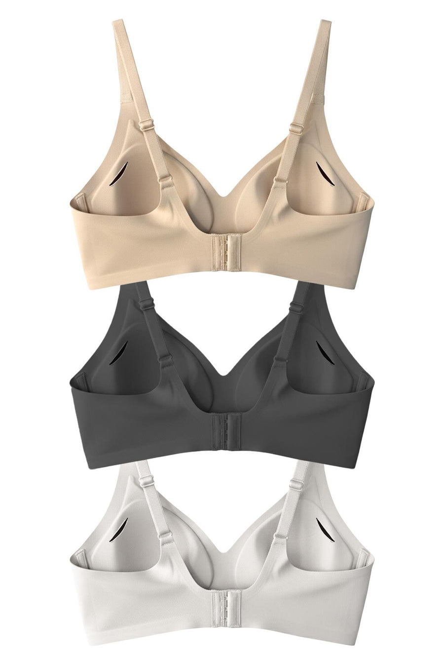 Cottonhill Seamless Bra - Pure | Lazer Kesim Dikişsiz Ayarlanabilir Askılı Balensiz Kadın Sütyen 3'lü Paket - Kahverengi