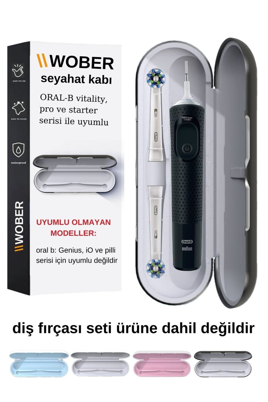 Wober Oral-b Şarjlı Diş Fırçası Için Saklama Kabı/kutusu, Sadece Pro, Vitality Ve Starter Serisine Uyumlu!
