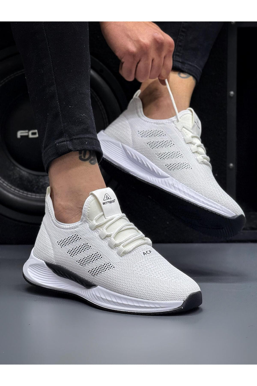 Gerok Siyah Beyaz Unisex Triko Yazlık Spor Ayakkabı • Hafif & Rahat Günlük Kullanım - Beyaz-Siyah