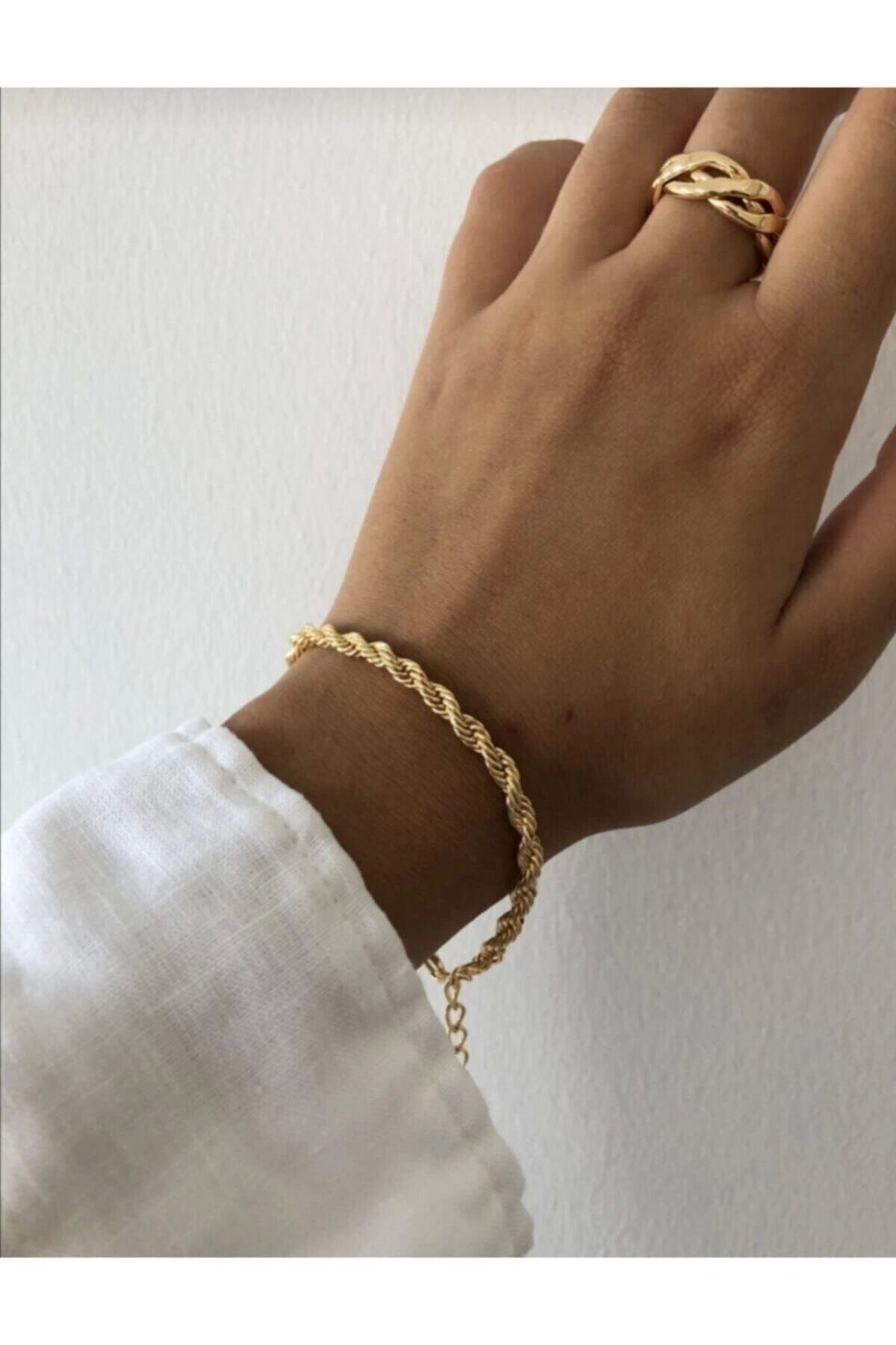 ZÜMRA Gold Kaplama Bayan Burgu Bileklik - Altın 2