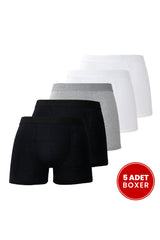 Tudors Erkek 5'li Pamuklu Likralı Esnek Kumaş Boxer - Lacivert