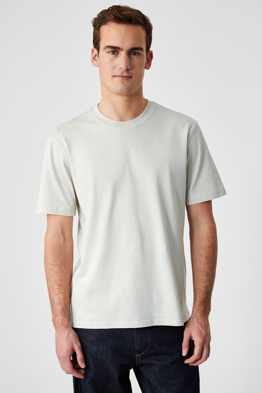 GRIMELANGE Solo Erkek %100 Organik Pamuklu Kalın Dokulu Comfort Fit Bisiklet Yakalı Siyah T-shirt - Kahverengi