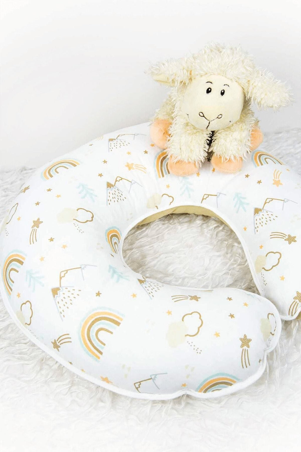 Babynest Emzirme Yastığı ve Destek Minderi Gökkuşağı Bej