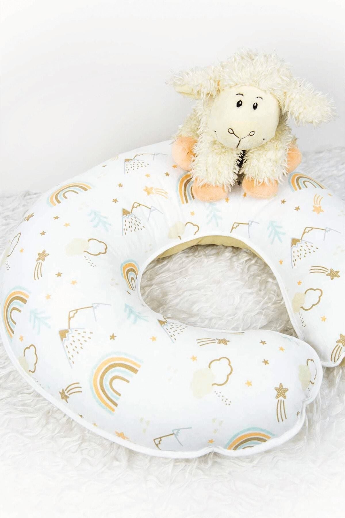 Babynest Emzirme Yastığı ve Destek Minderi Gökkuşağı Bej