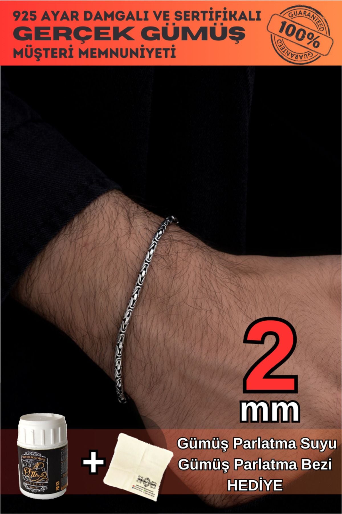 OSMANLI GÜMÜŞ 2mm 925 Ayar Gümüş Yuvarlak Kral Model Erkek Bileklik Künye 249540193