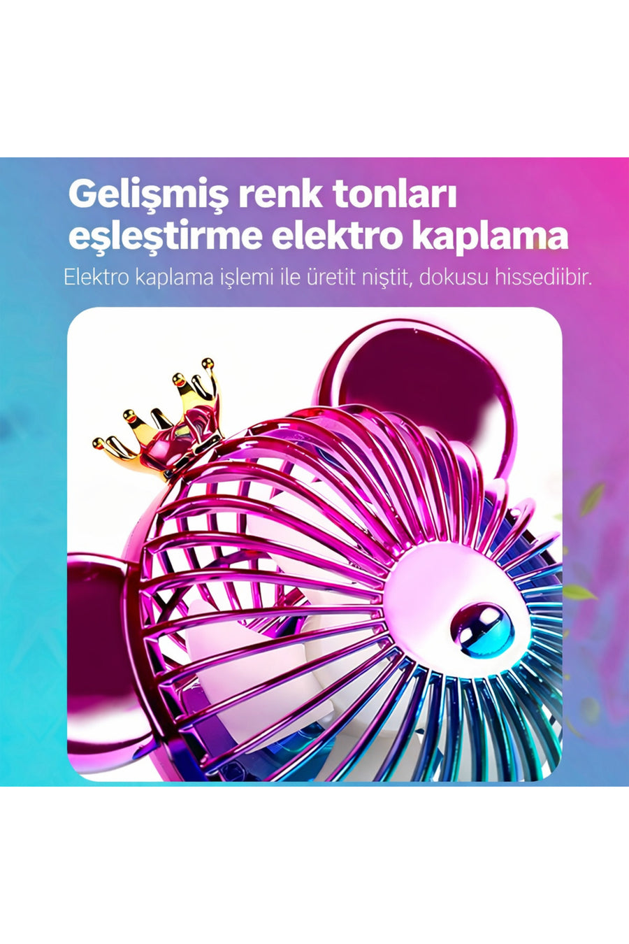XİRA USB Şarjlı Dekoratif Masaüstü Fan 1200mAh Sessiz Mini Vantilatör 3 Kademeli