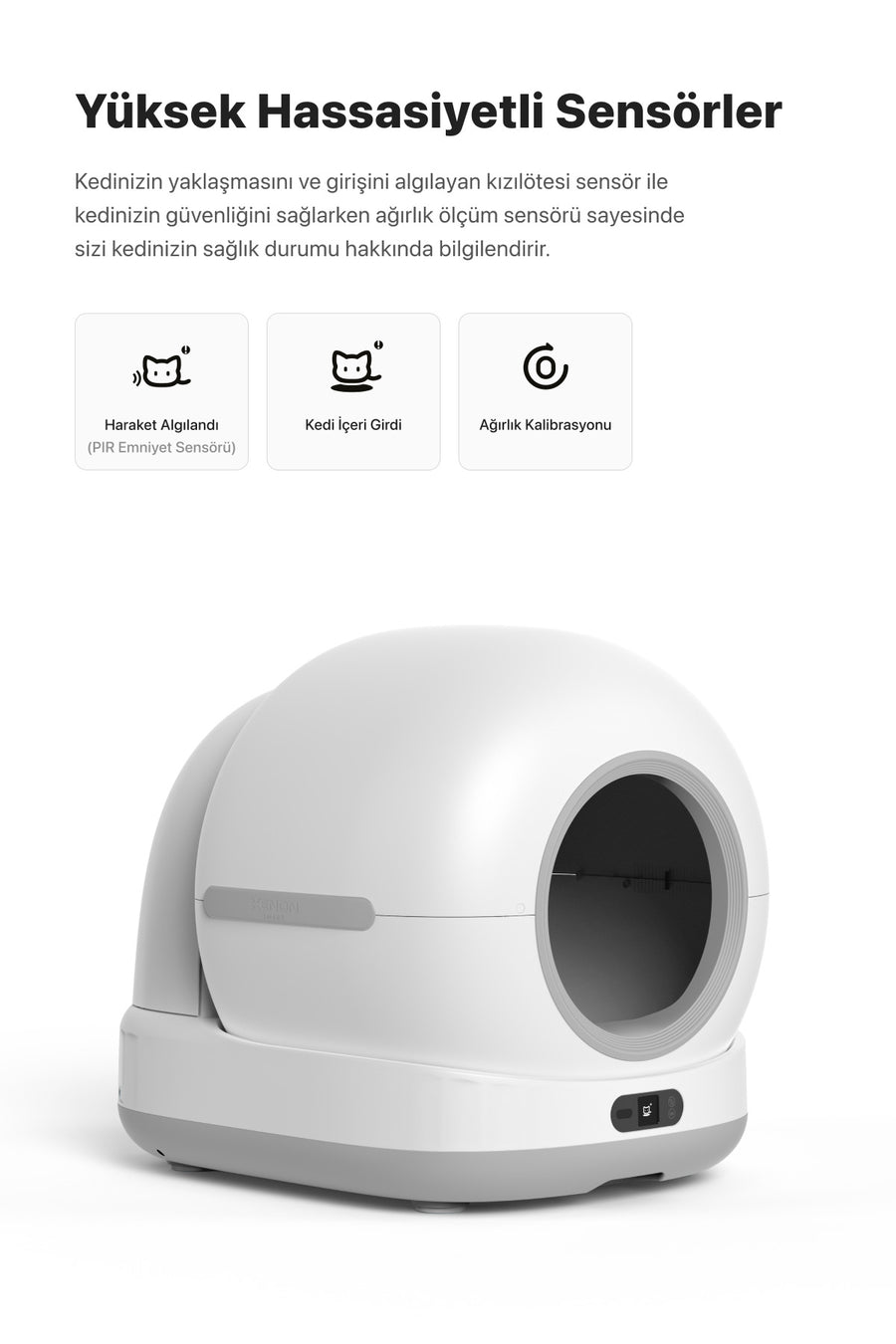 Xenon Smart Otomatik Kedi Tuvaleti (Kameralı) | 72 Lt, Mobil Kontrollü, Wifi, Akıllı Kedi Tuvaleti (X8623)