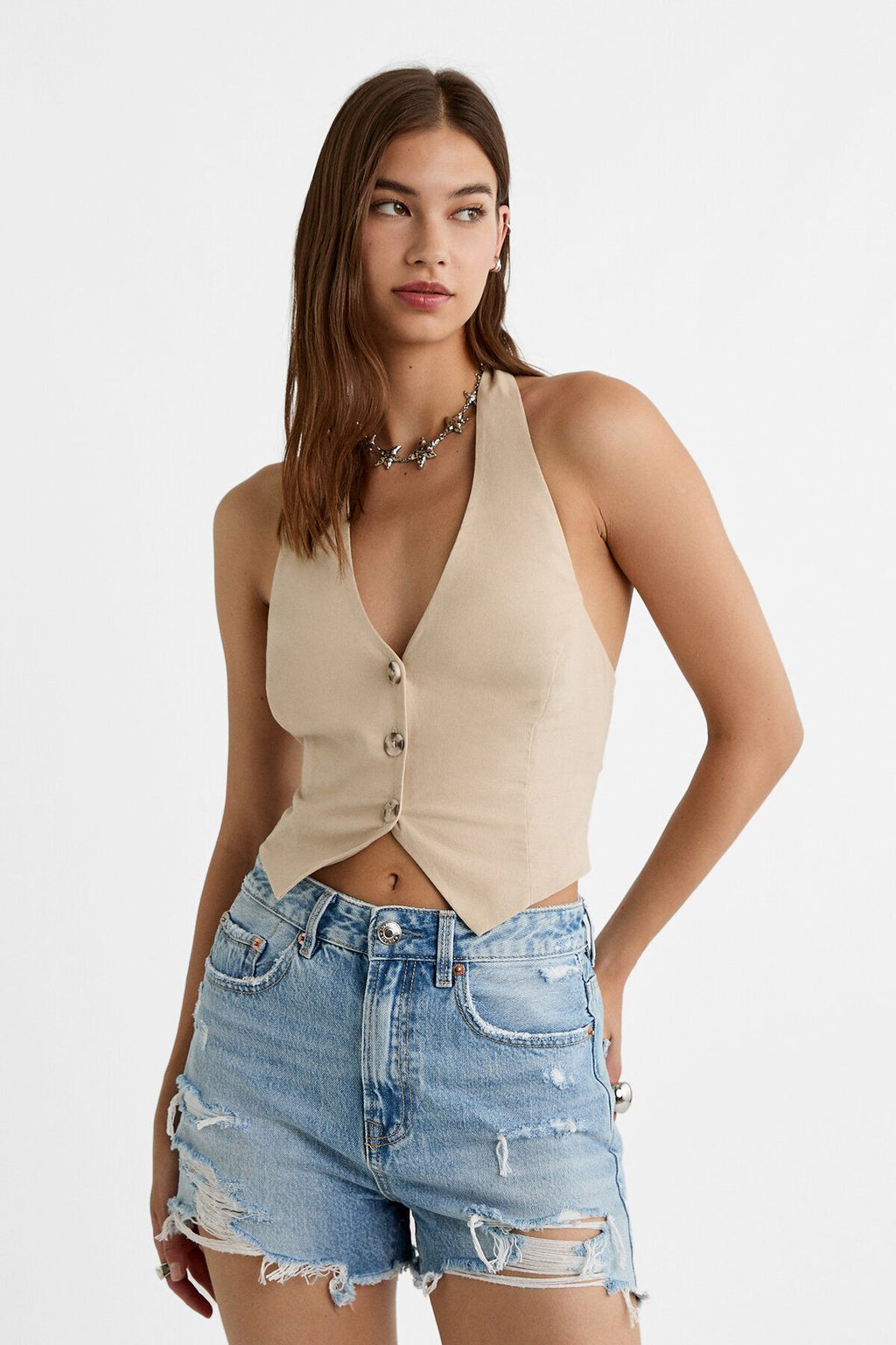 Stradivarius Distressed Denim Şort