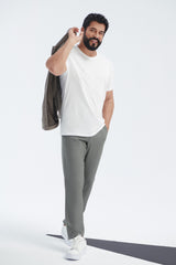 AC&Co / Altınyıldız Classics Erkek/unisex Beyaz %100 Pamuk Slim Fit Dar Kesim Bisiklet Yaka Basic Tişört - Lacivert