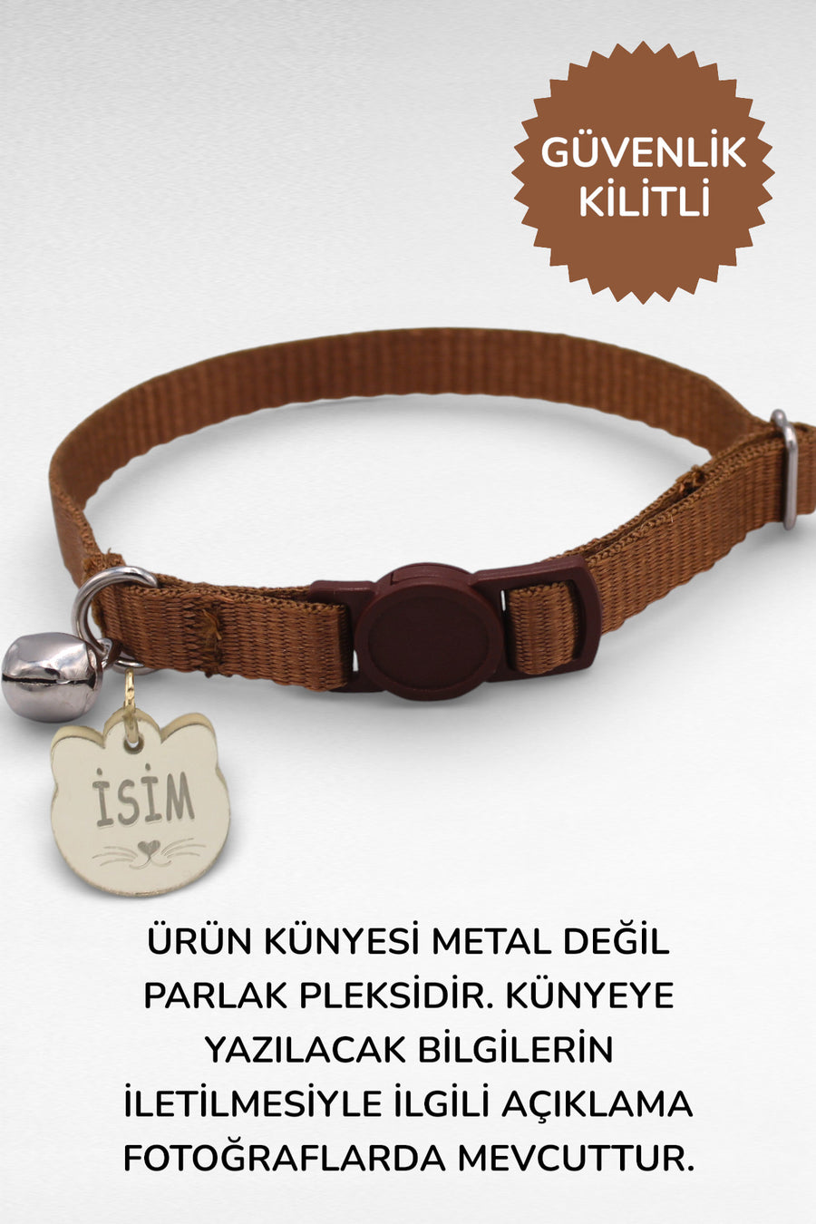 CARAMELOS İSİMLİ KEDİ TASMASI KEDİ İSİMLİK KİŞİYE ÖZEL-EKO SERİSİ