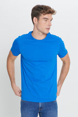 AC&Co / Altınyıldız Classics Erkek/unisex Beyaz %100 Pamuk Slim Fit Dar Kesim Bisiklet Yaka Basic Tişört - İndigo