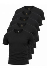 Piano Luce Erkek 5’li Paket T-Shirt – Kısa Kollu Bisiklet Yaka Regular Fit – 5 Renk Seçenekli - Siyah