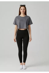 ALG KADIN CROP TİŞÖRT OVERSIZE - PAMUK KUMAŞ T-SHIRT