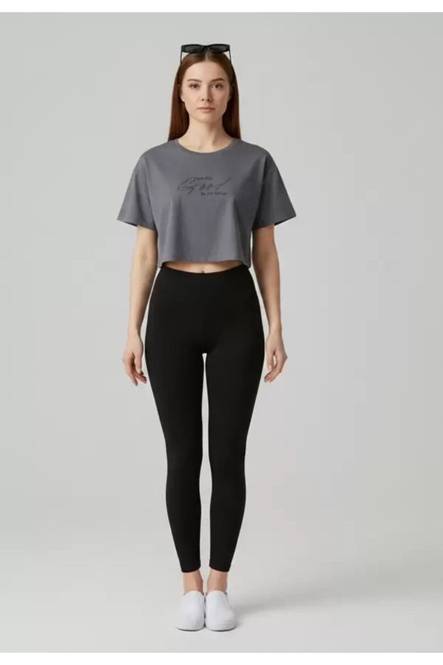 ALG KADIN CROP TİŞÖRT OVERSIZE - PAMUK KUMAŞ T-SHIRT
