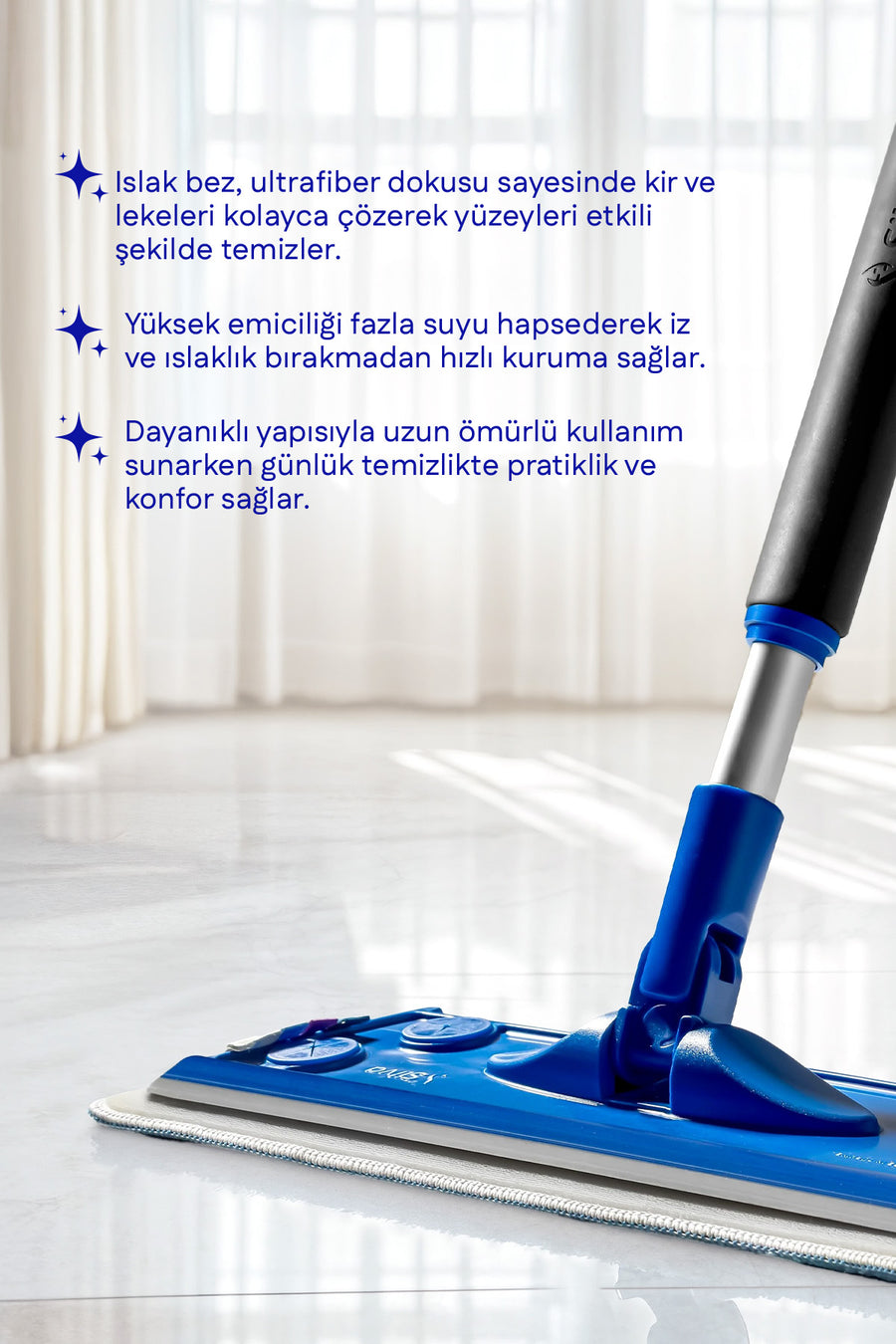 Silva Ultrafiber Tekli Mop Set – Derin Temizlik İçin Islak Mop Bezi