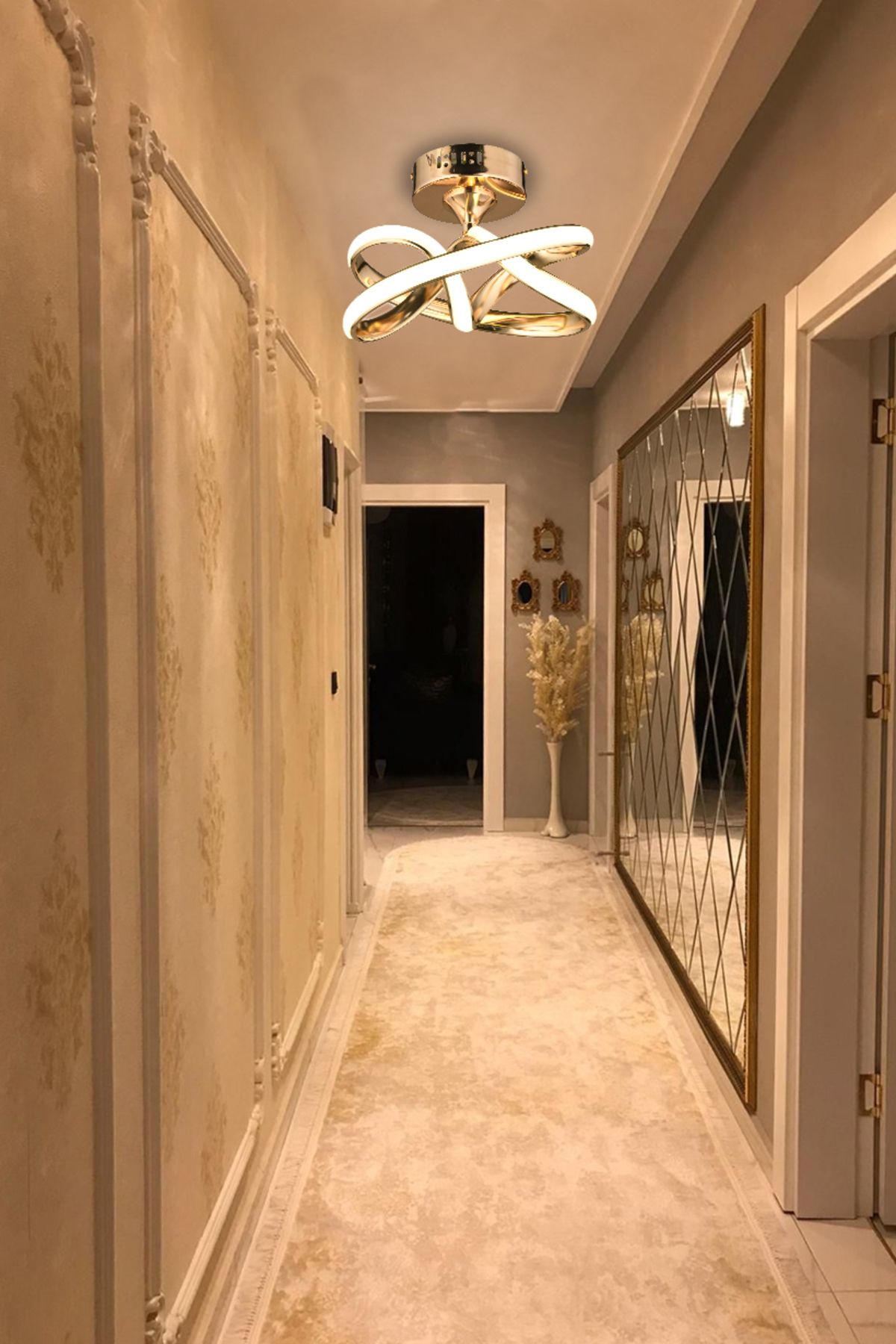 Luna Lighting Vino Riserva Model Gold Kaplama Metal Salon Mutfak Oturma Yatak Odası Modern Led Plafonyer Avize - Görsel 5