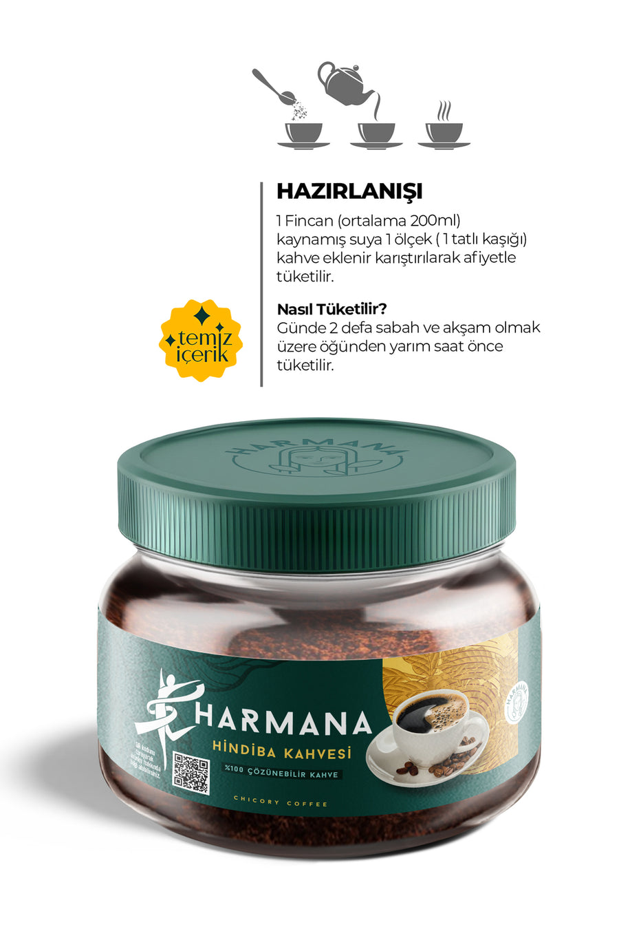 HARMANA Hindiba Kahvesi 1 Aylık - (60 Kullanım) Net 150gr