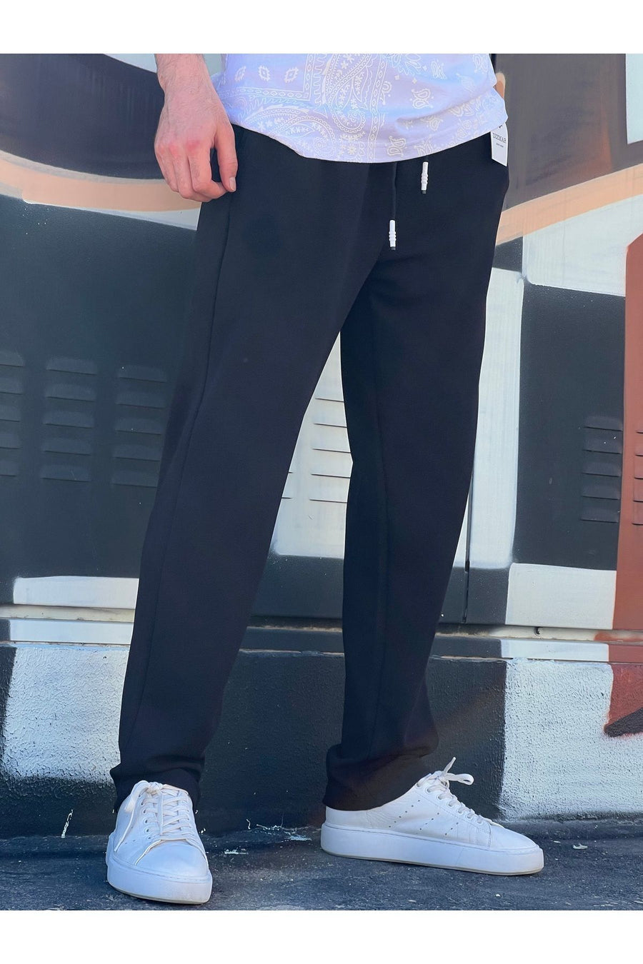 ElitWear Yeni Sezon Rahat Kalıp Esnek Kumaş Beli Lastikli Baggy Pantolon - Tas