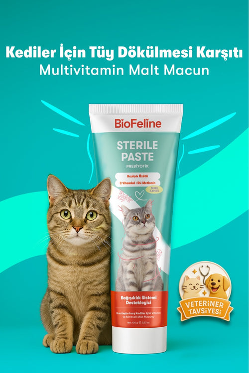 BioFeline Tüy Dökülmesi, Tüy Yumağı ve Kusma Engelleyici Multivitaminli Kısır Kedi Maltı 100g