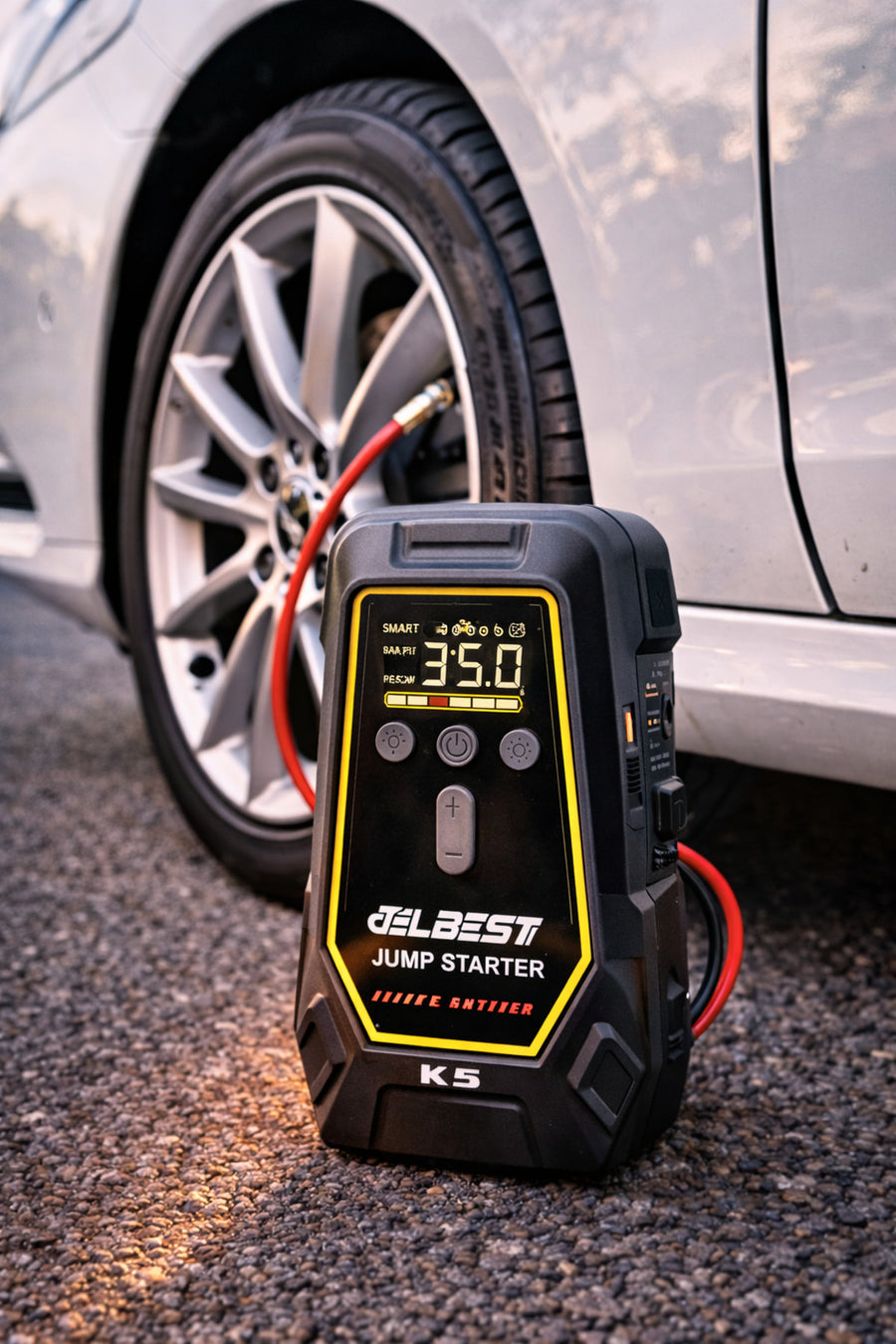 AZEQ DELBEST K5 Akü Takviye Cihazı Hava Kompresörü 16000mAh 150 PSI Jump Starter Powerbank 12V