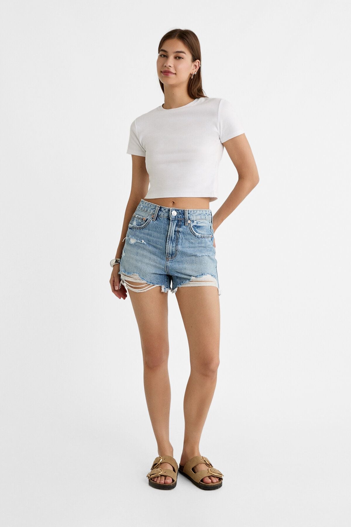 Stradivarius Distressed Denim Şort