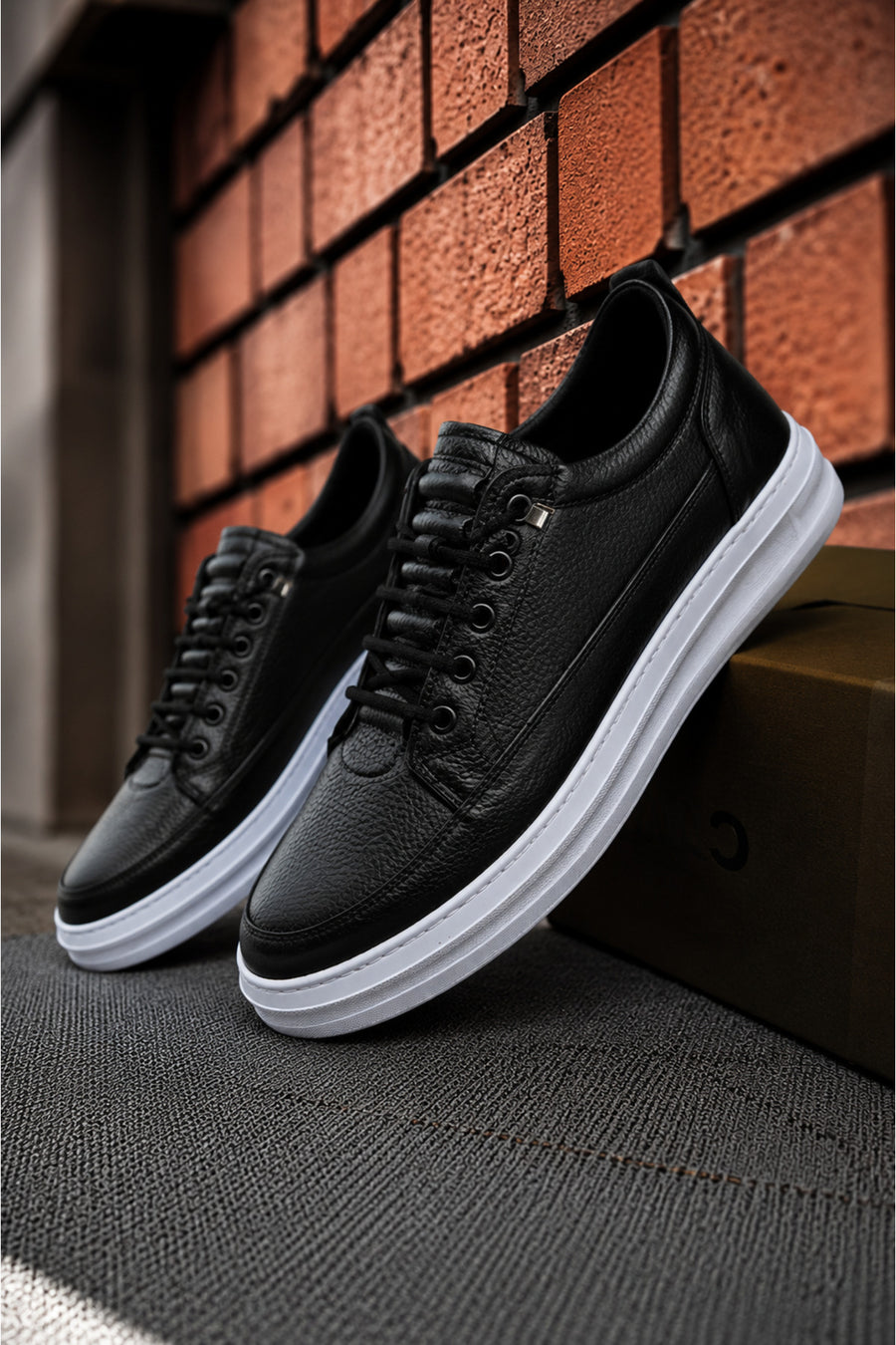 MY GROSS SHOES Erkek Siyah Akılı Bağcıklı Günlük Ortopedik Garantili Spor Ayakkabı - Siyah Beyaz