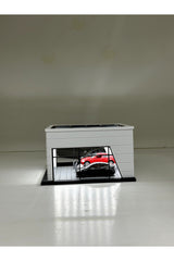 Butik 1/64 Ölçekli Beyaz Renk Ledli Showroom Tasarımlı Diorama Araç Sergileme Garajı 3D Baskı