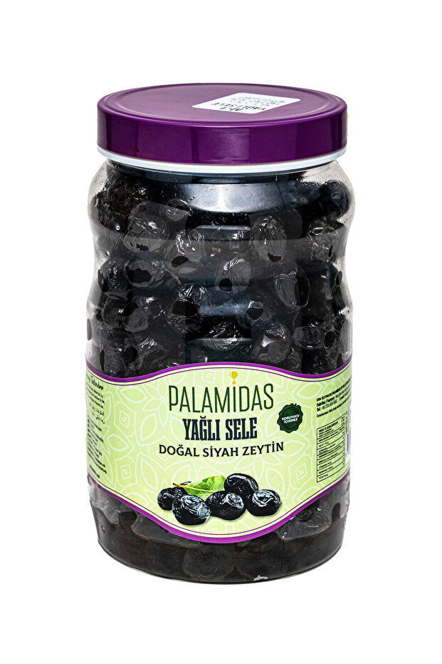 palamidas Doğal Yağlı Sele Siyah Zeytin 1000 gr - Yeni Hasat İnce Kabuklu M Boy