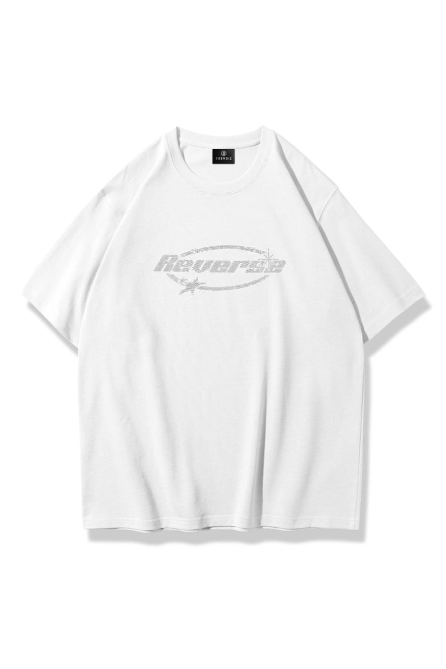 Trendiz Unisex Star Stroke Taş Baskılı Tshirt Beyaz - Beyaz