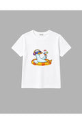 cirokids %100 Pamuklu Unisex Havuzda Keyif Yapan Ördek Desenli Çocuk Tişört