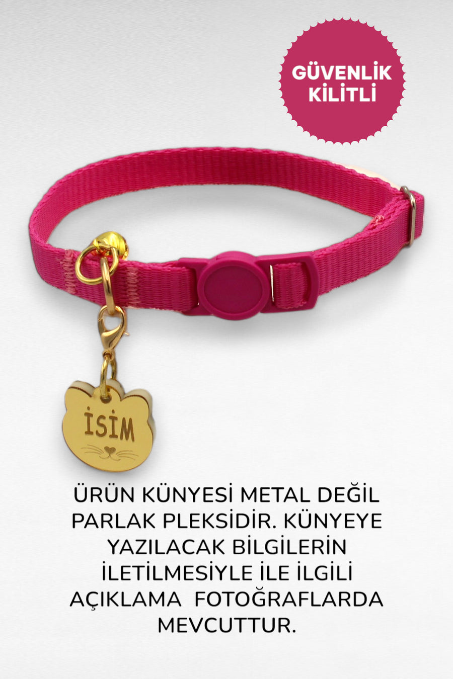 CARAMELOS İSİMLİ KEDİ TASMASI KEDİ İSİMLİK KİŞİYE ÖZEL-EKO SERİSİ - Lila