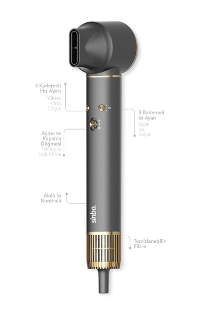 Sinbo Pro Airwrap Compact Uzun Multi-Styler Hava Üfleme inBldc Saç Şekillendirici -Graphite Gray - Görsel 5