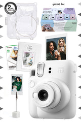 Fujifilm Instax Mini 12 Yeşil Fotoğraf Makinesi-10'lu Film-kıskaçlı Stand-pvc Albüm Ve Simli Pleksi Kılıf Set - Beyaz