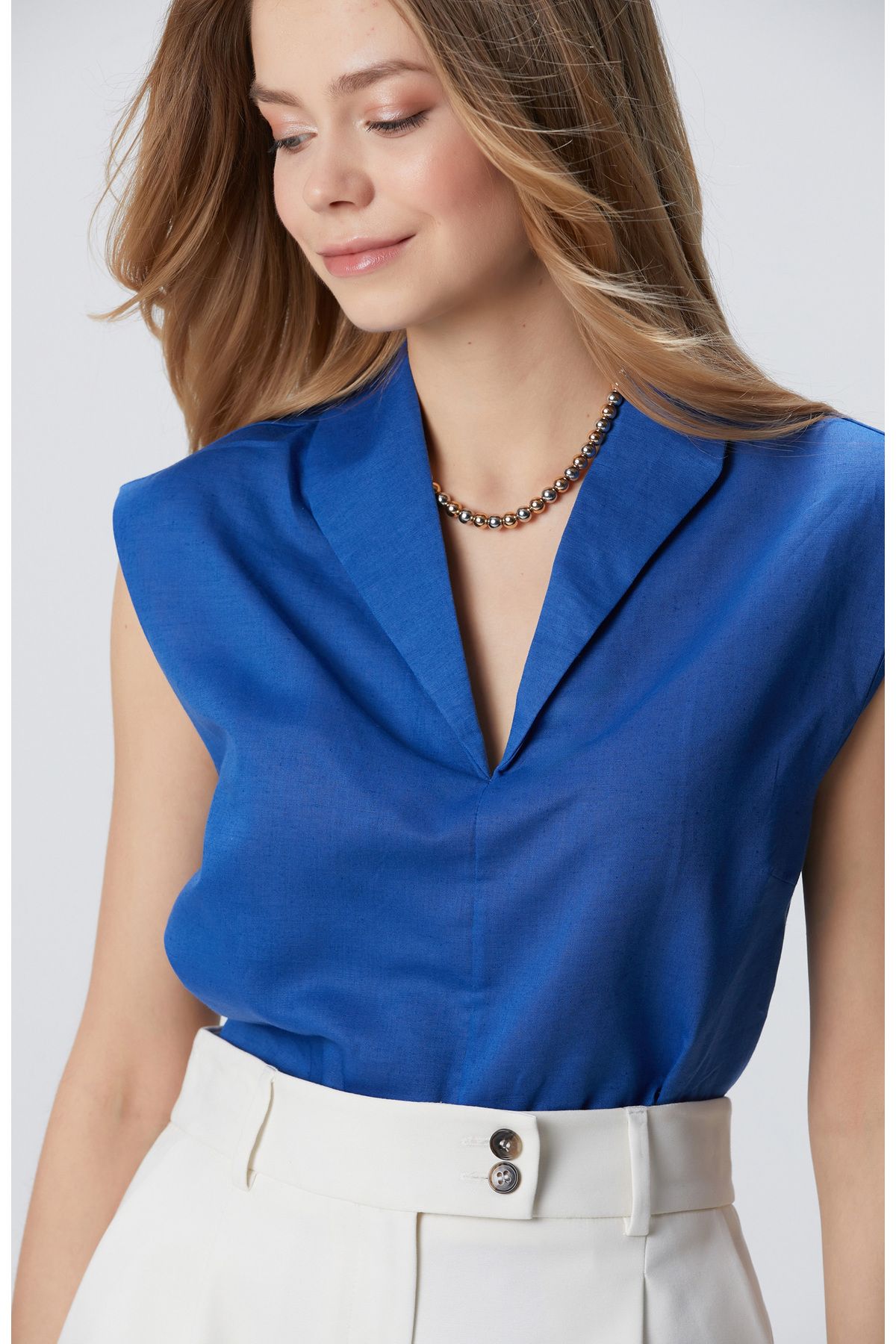 Network Saks Keten Karışımlı Bluz