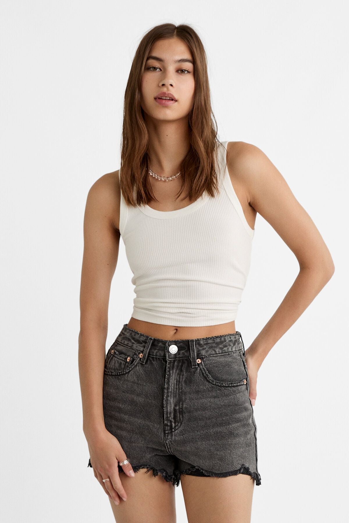 Stradivarius Distressed Denim Şort