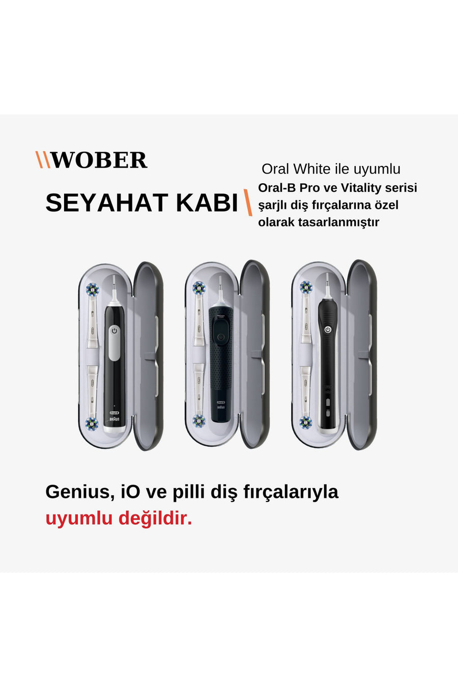 Wober Oral-b Şarjlı Diş Fırçası Için Saklama Kabı/kutusu, Sadece Pro, Vitality Ve Starter Serisine Uyumlu!
