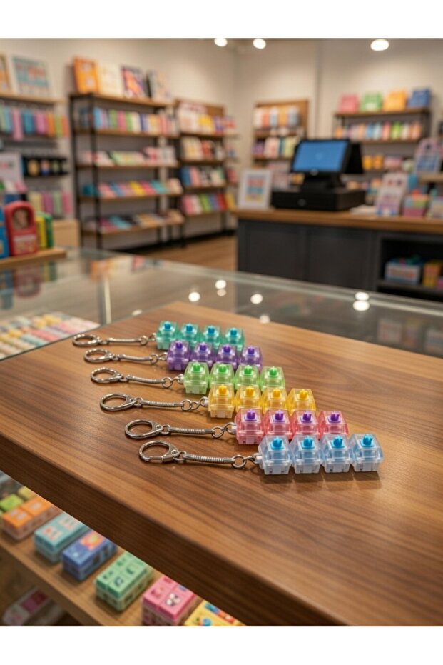 BESTTOYS Işıklı stres giderici click sesli ışıklı klavye LED ışıklı klavye anahtarlık KARIŞIK RENK GÖNDERİLİR